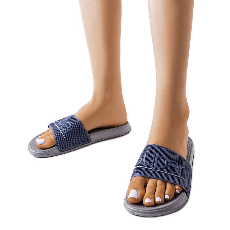 Chinelos de borracha cinza Azelio azul