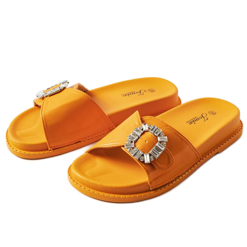 Sliders laranja decorados com strass Griegsvei