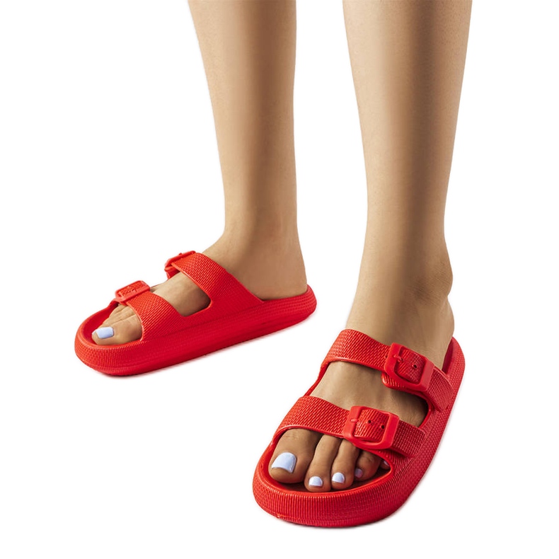 Sliders de borracha vermelha com fivelas de Padova vermelho Sliders de borracha vermelha com fivelas de Padova vermelho