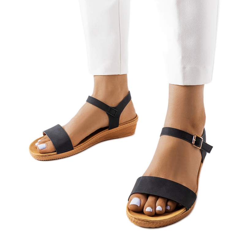 Sandálias de cunha pretas, Loggia preto