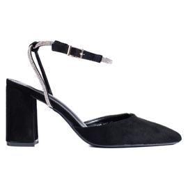 Sapato de salto de camurça preto, Shelovet