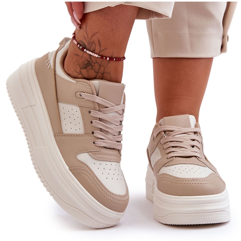 FJ1 Sapatos esportivos femininos em plataforma maciça bege Belisso