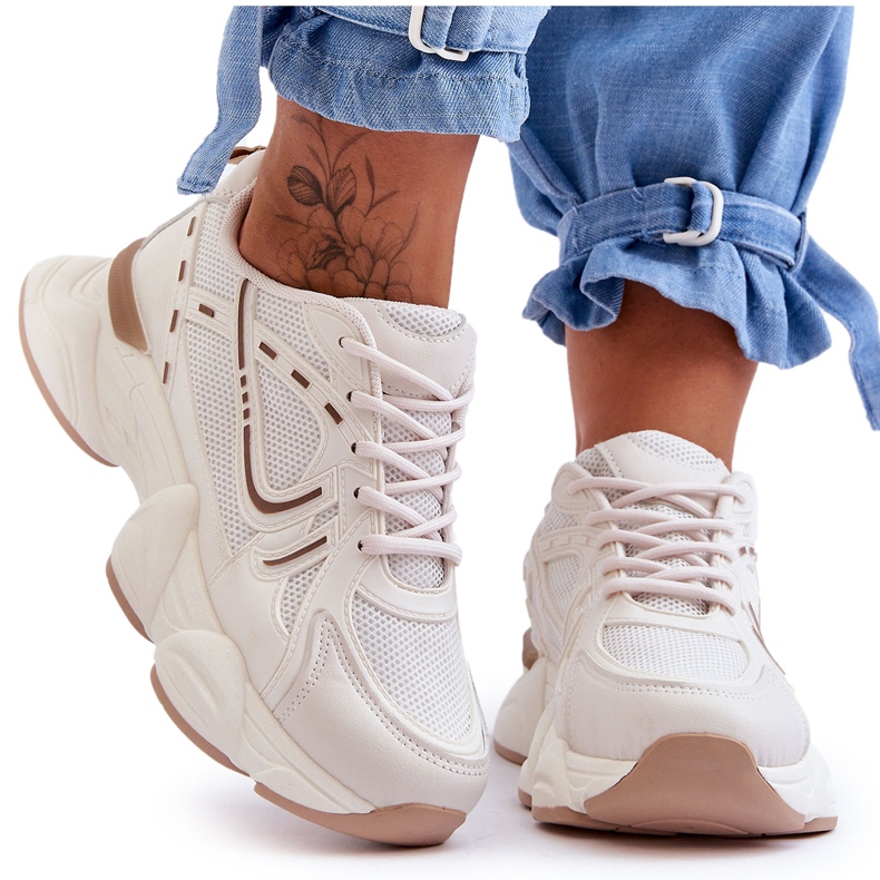 FG2 Tênis esportivo feminino bege Feluci