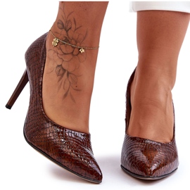 Lewski Shoes Sapatos Lewski de salto alto de couro da moda 2659 marrom