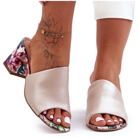 Lewski Shoes Sapatos Leski femininos de salto alto de couro 3209/K bege pérola