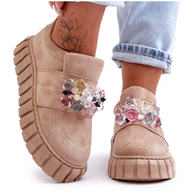 PS1 Sapatos esportivos da moda sem cadarço com decoração bege escuro Desire
