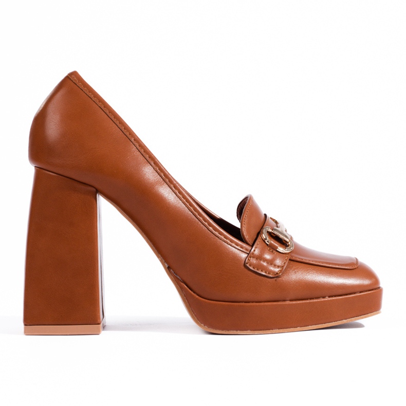 Sapatos de salto bloco marrons da Shelovet castanho