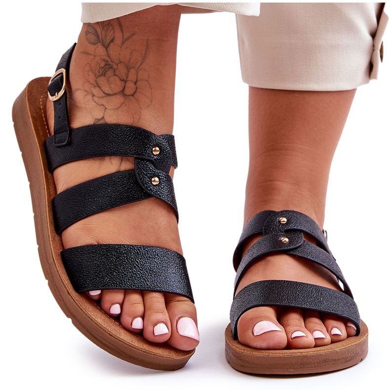 PG1 Sandálias femininas pretas Catalia brilhantes preto