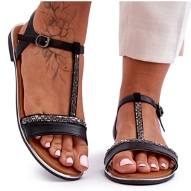 Sandália feminina preta Penna com zircônia cúbica preto Sandália feminina preta Penna com zircônia cúbica preto