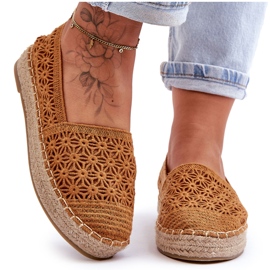 PG1 Alpercatas femininas Camel One Lover Openwork marrom