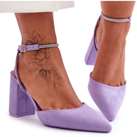 Sapatos de camurça com tira decorativa Violet Lirosa roxo