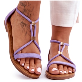 Sandálias Femininas Planas com Zíper Roxo Jullie tolet