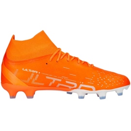 Chuteira Puma Ultra Pro FG/AG M 107240 01 laranja laranjas e vermelhos