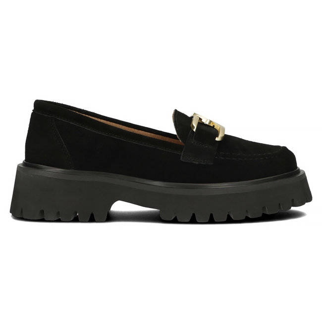 Mocassim de couro camurça Filippo DP4916 na plataforma preta preto