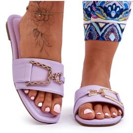 Chinelos clássicos femininos com roxo embelezado impressionante