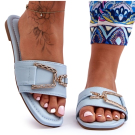 Chinelos femininos clássicos azuis impressionantes com enfeites azul