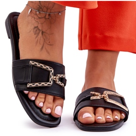 Chinelos femininos clássicos pretos impressionantes com enfeites