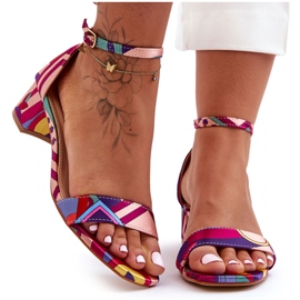 STEPHAN Sandálias de Salto Alto de Cetim Estampadas Red Mix Inspire Me! multicolorido