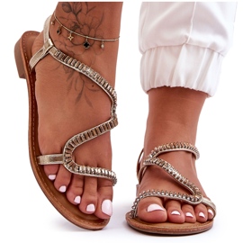 Sandálias femininas douradas Hayen sem cadarço dourado