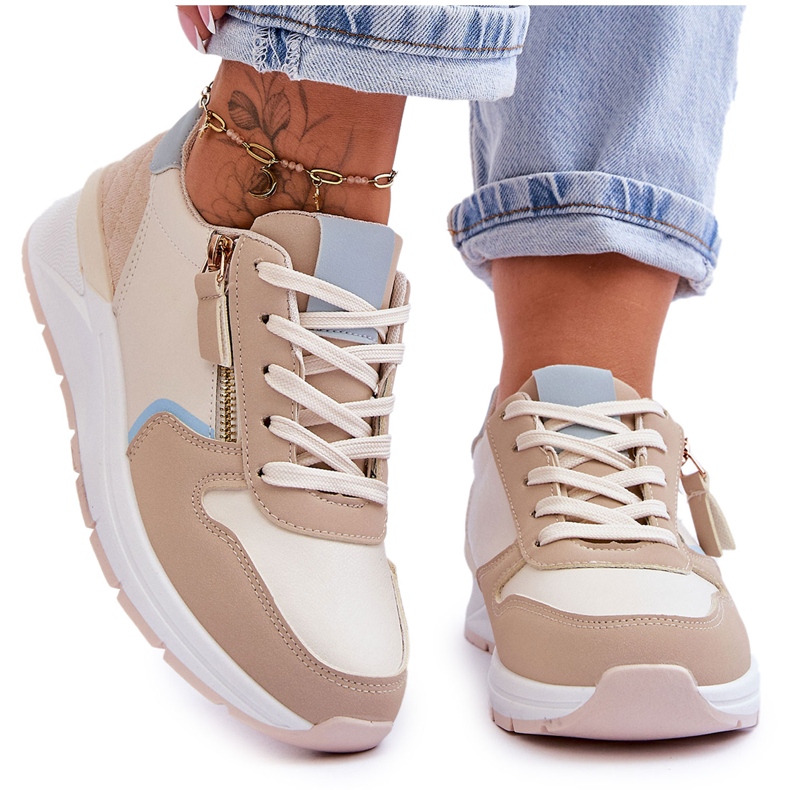 PA1 Calçados esportivos femininos com zíper bege Larisa