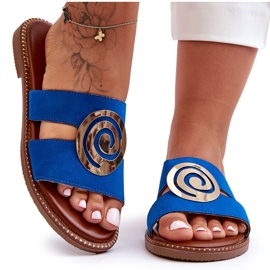 Chinelos da moda com decoração espelhada Blue Deep Breath azul Chinelos da moda com decoração espelhada Blue Deep Breath azul