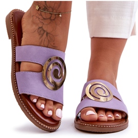 Chinelos da moda com decoração de espelho roxo profundo