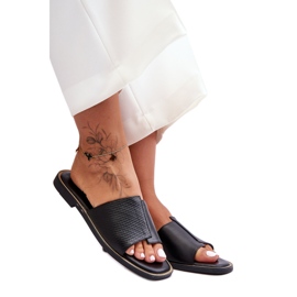 Chinelos femininos de couro preto Harmony