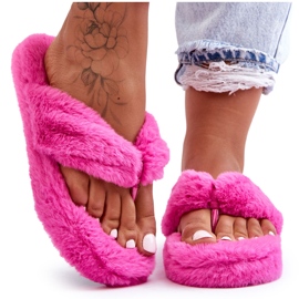 Chinelos de pele femininos Chinelos Elma fúcsia rosa