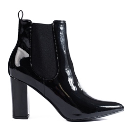 Shelovet Bota de salto preto envernizado