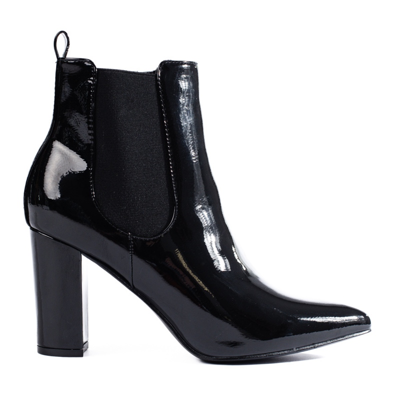 Shelovet Bota de salto preto envernizado