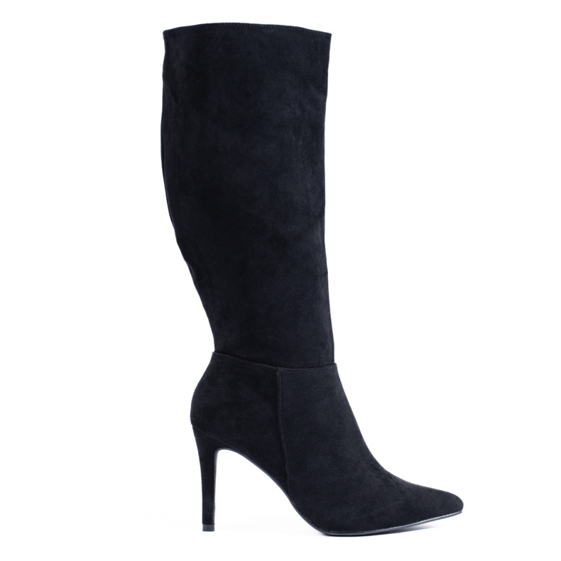 Botas de salto de camurça pretas, Shelovet preto