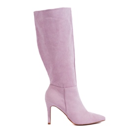 Botas de salto de camurça lilás, Shelovet roxo