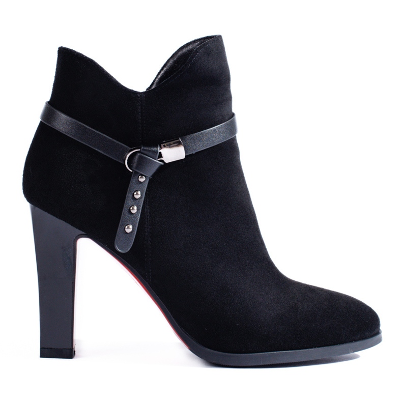 Shelovet bota de camurça com salto preto