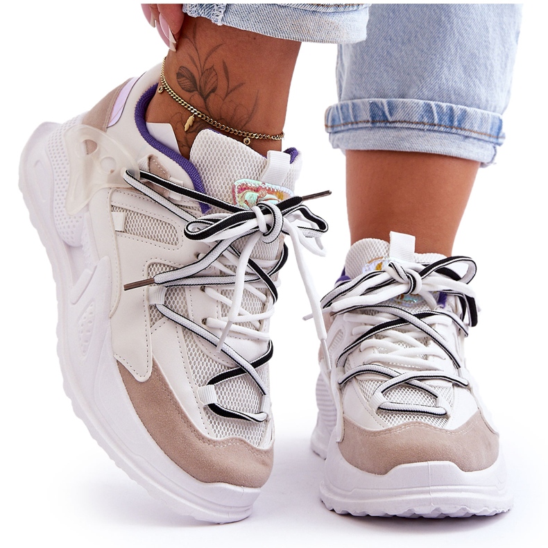 Sapatos esportivos com plataforma de couro branco Sifel