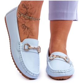 Mocassim clássico de couro azul claro Verona