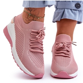 PG1 Sapatos esportivos de tecido sem cadarço Rosa Visconti Wedge