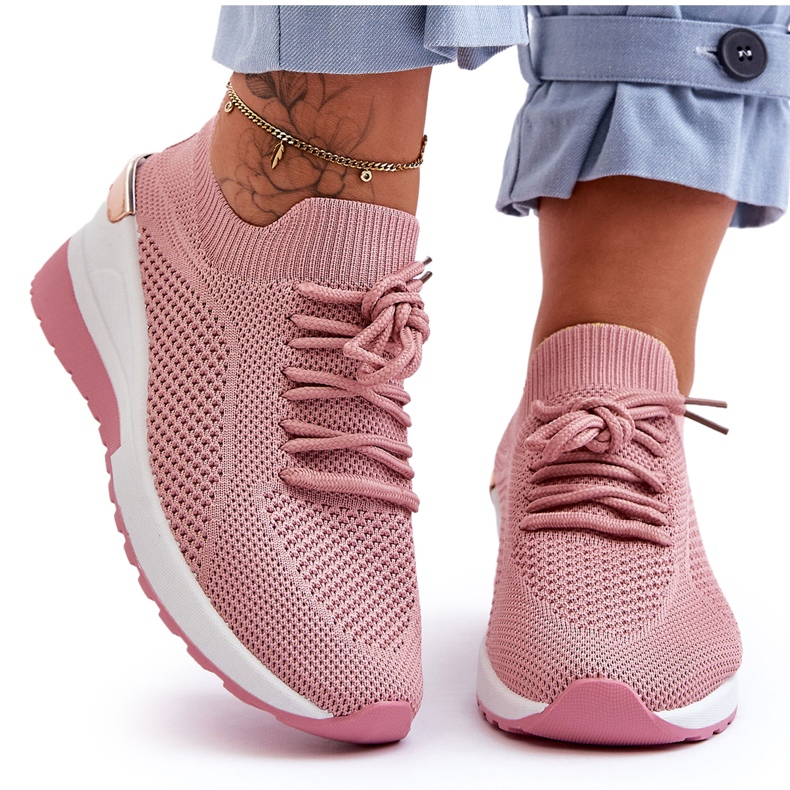 PG1 Sapatos esportivos de tecido sem cadarço Rosa Visconti Wedge PG1 Sapatos esportivos de tecido sem cadarço Rosa Visconti Wedge