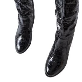 Botas de crocodilo acolchoadas pretas com padrão Medhane preto