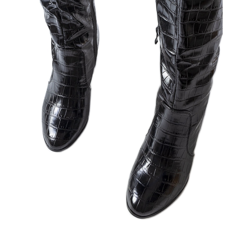 Botas de crocodilo acolchoadas pretas com padrão Medhane preto