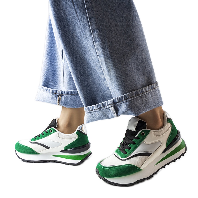 Tênis plataforma branco e verde Doirons.