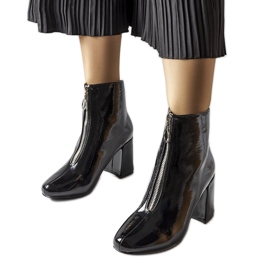 Botas pretas envernizadas com zíper Soutter prateado preto