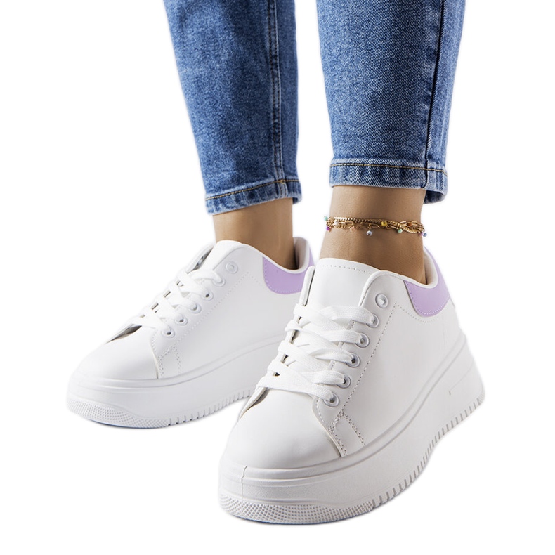 Tênis plataforma branco e roxo Holante