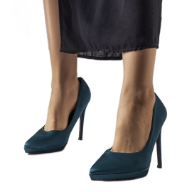 Sapatos de cetim verde escuro Silje