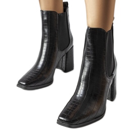 Botins pretos com imitação de pele de crocodilo, Weigall Botins pretos com imitação de pele de crocodilo, Weigall
