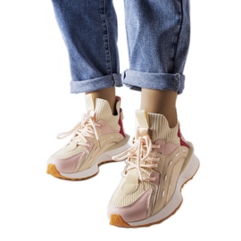 Inna Tênis de tecido bege e rosa Begins