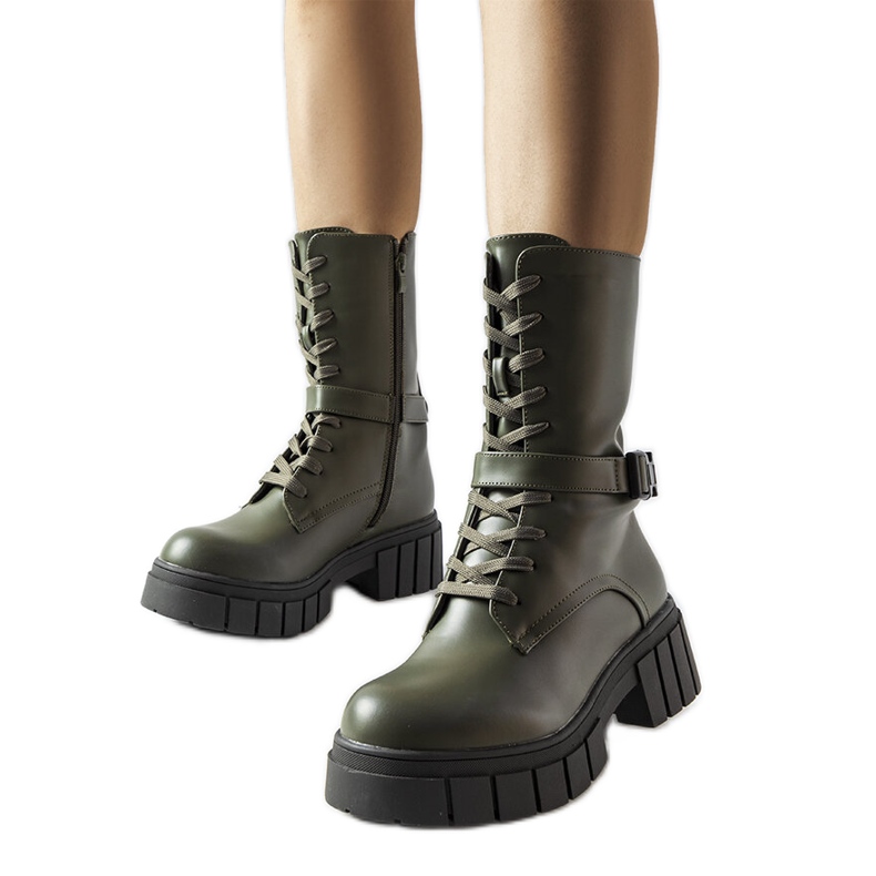 Botas de trabalho com cadarço verde escuro, Rive