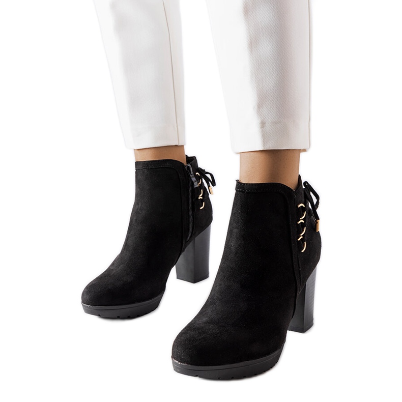 Bota salto camurça preto eco, Poule.