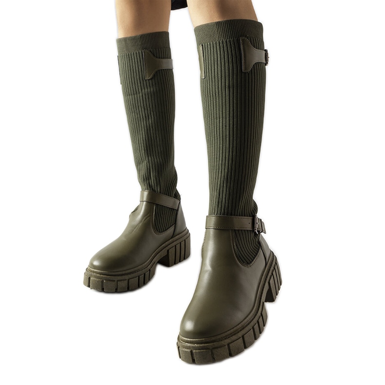 Bota verde com cabedal flexível Courcelle