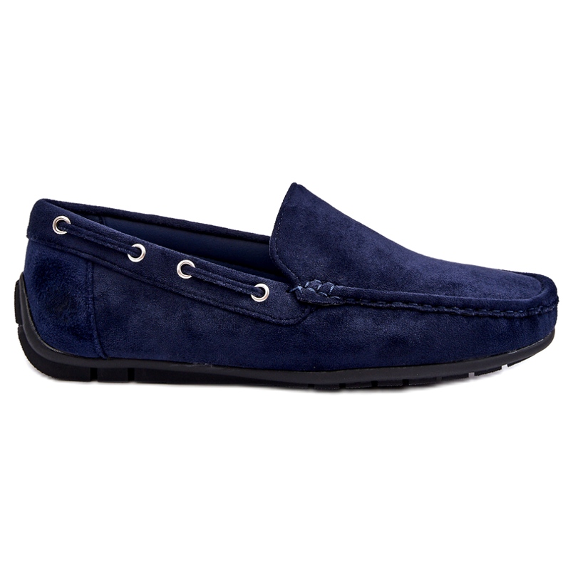 Mocassins masculinos de camurça slip-on, azul marinho