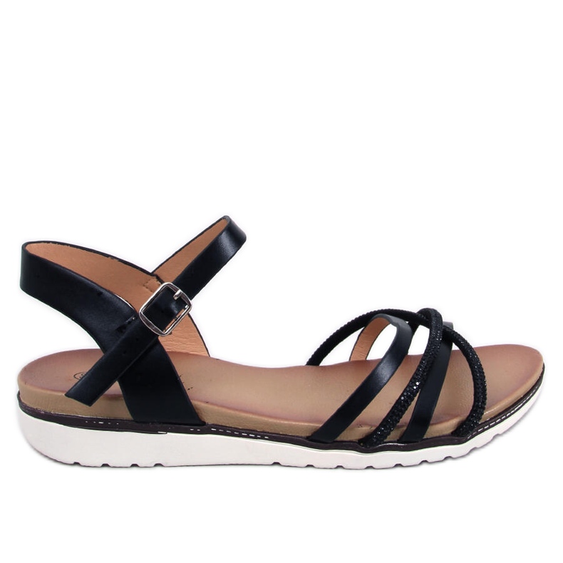 Sandália Marty Black com zircônias cúbicas preto